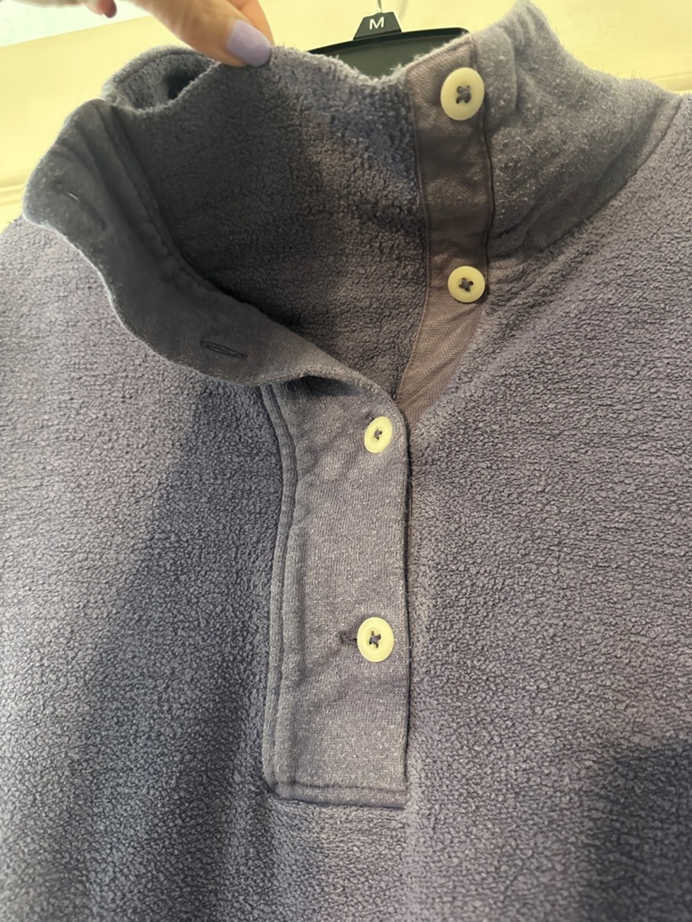 REI Cooperative Lavender/blue Button-Neck Turtleneck Pullover - Picture 5 of 9